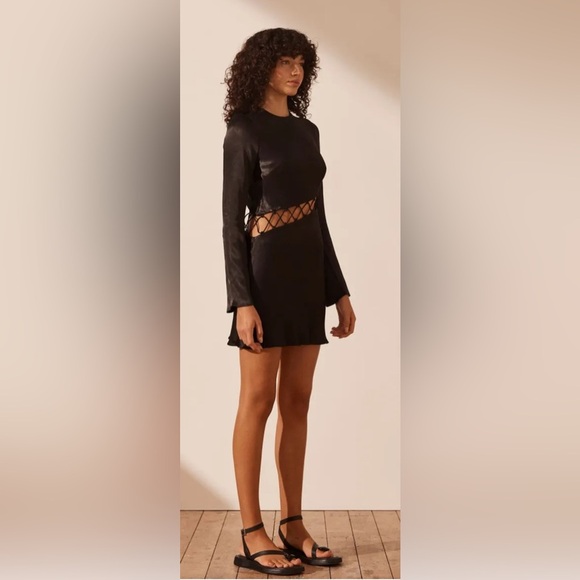 SHONA JOY
ARIENZO ASYMMETRICAL LACE UP MINI DRESS - BLACK sz 8 - Picture 2 of 8